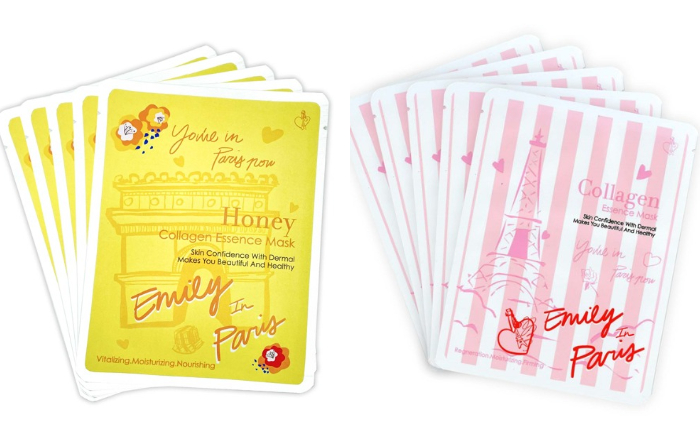 Emily in Paris美妝系列｜Emily in Paris面膜面膜系列共七款，可針對不同肌膚問題改善護膚效果，包括緊緻、保濕、提亮、美白、修護、柔嫩及舒緩功效。連續使用能為肌膚帶來密集的修護。